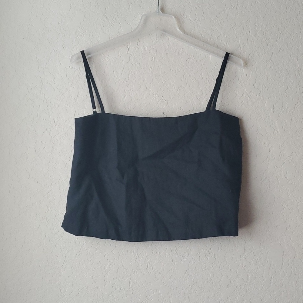 Assembly Label sz 14 100% linen crop top spaghetti strap